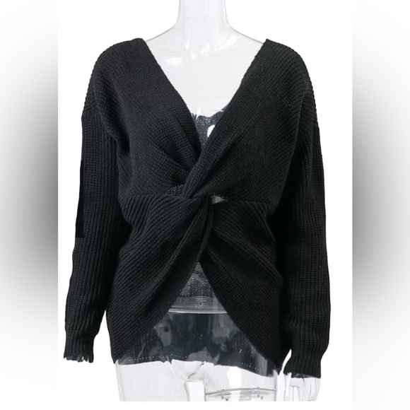 NWT Eloguii Elements Sexy Twisted Open Knitted Blouse. Navy Blue Size 22-24 - Picture 1 of 4